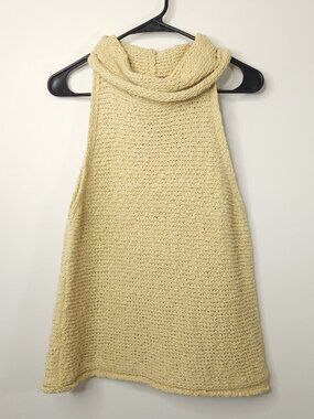 Anthropologie Pilcro Soft Spring Green Knit Cowlneck Sleeveless Sweater Tank M